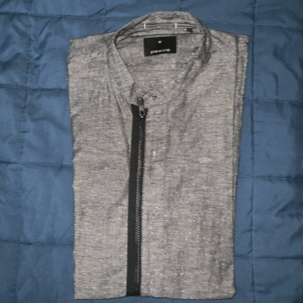 Junk De Luxe men's cotton shirt, full sleeves zippered nice,  new without tags